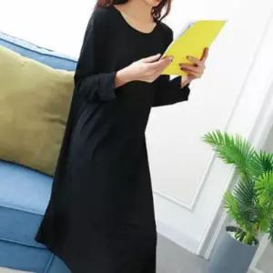 노브라 홈웨어원피스 긴팔 캡내장 브라캡 원피스