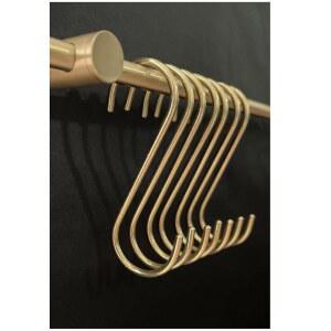 데일리파브 7팩 청바지 걸이용 솔리드 구리 황동 S 후크 팬 냄비 홀더 랙 걸이용 금 S자형 후크 커피 머그잔 주방용품 레일용