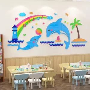 3D입체 바다 욕실 화장실 대형 아크릴 스티커 캐릭터 벽면 벽 아쿠아리움 고래 타일