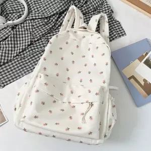 화이트 플라워 패션 캐주얼 백팩 데일리 예쁜 가방