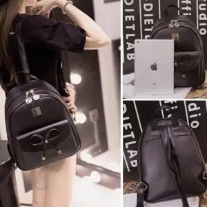 리본 포인트 여성 미니 백팩 인조가죽 캐주얼 가방