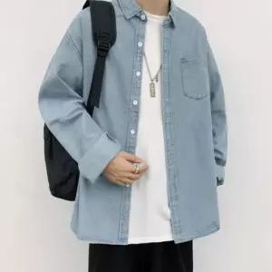 남녀공용 긴팔셔츠 2색 청남방 여름 오버핏데님셔츠