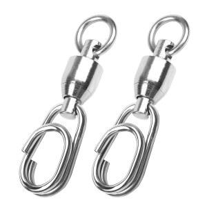 타원형 스플릿 링이 있는 25pcs 볼 베어링 낚시 회전 전원 클립 퀵 체인지 스냅 커넥터 스테인리스 스틸 솔리드 링 태클