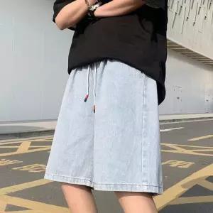 데님 남성 팬츠 트레이팅 허리 청 헬스 버뮤다 반바지 밴딩 와이드 편한 짐웨어 트렌