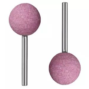 1/4인치 샹크 볼 모양 연마기 장착 스톤 연삭 휠 회전 도구 버링 연마 헤드 6x20mm 핑크 ( 10개 )