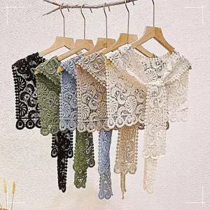 여성 레이스 페이크 펀칭 케이프 숄 어깨 가디건 니트 DWFH49AB