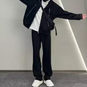 와이드 세미 블랙 일자 정장 바지 남성 슬랙스 팬츠