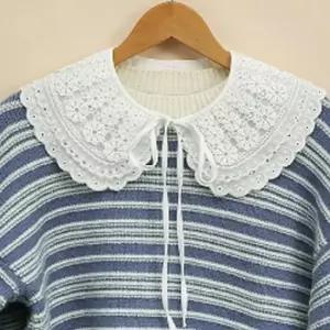 3단레이스 자수 페이크 카라 셔츠 DO4413 페이크 페이크카라 리본카라 하이텍카라 스카프