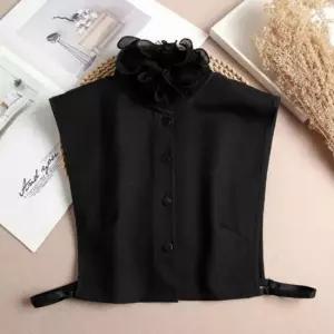 여성 플리츠 레이스카라 하이넥 페이크카라 넥케이프 넥케이프 이너카라 레이어드카라