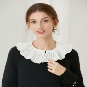 여성 러블리 플리츠 쉬폰 페이크카라 이너셔츠 케이프 넥케이프 이너카라 레이어드카라