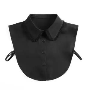 여성 사이드 플리츠 패턴 페이크 목만 셔츠 넥케이프 넥케이프 이너카라 레이어드카라