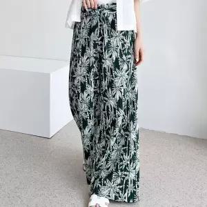 [제이커머스]여자 바캉스룩 하와이안 패턴 플리츠 밴딩 와이드팬츠 여름바지 여성여름팬츠 편한바지 여성면