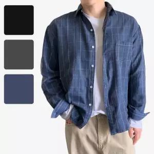 캐주얼남방 체크무늬 남성셔츠 긴팔 와이셔츠