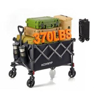 HCDHWYP 접이식 대형 왜건 카트(PVC 휠 포함), 스포츠, 정원, 식료품 쇼핑, 캠핑, 교통, 하울링을 위한 휴대용 야외 유틸리티 왜건(130L)