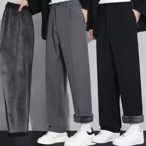 루즈핏 기모 캐주얼 융털 슬랙스 팬츠 바지 남성 일자