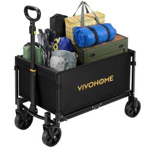 비보홈 접이식 왜건 카트 경량 휴대용 유틸리티 왜건, 전 지형 바퀴 포함 식료품 스포츠 가든 쇼핑 캠핑용