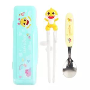 [이지커머스]핑크퐁 아기상어 입체 교정젓가락 세트 식기 이유식기 아동식기 유아식기 수저케이스