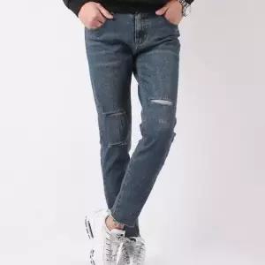 2022 스키니 남성 면 하이웨스 컷팅 일자청바지 남자무릎밑단컷팅청바지 JMM 청바지