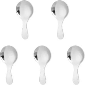 5 PCS 짧은 손잡이 스푼 실버 미니 통조림용 스테인리스 작은 커피 조미료 티 디저트 커피용 캔디