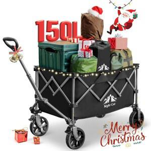 캠핑용 나이트 캣 접이식 왜건: 바퀴가 무거운 150L 가든 가트 - 야외용 유틸리티 왜건
