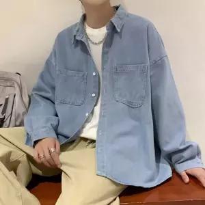 남성 2컬러 캐주얼 데님셔츠 스티치 남방 진청 연청 GrE8+7Fmb