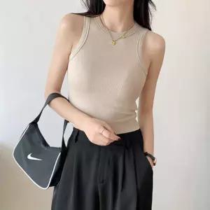 [퍼니메이커]골지 소재 민소매 라운드넥 크롭 기장 나시 티셔츠 여성나시티 민소매티셔츠 나시티 나시탑