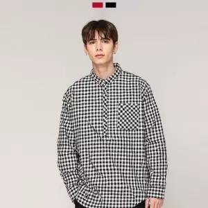 기모 남자 체크셔츠 기모체크 남방 남자체크셔츠 오버핏 헨리넥 체크 헨리넥 기모남방