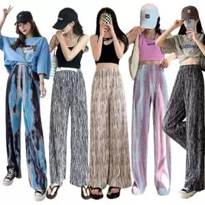 [퍼니메이커]여성 여름바지 롱플리츠팬츠 쿨바지 통바지 해외여행 여성바지 여자바지 긴바지 롱팬츠