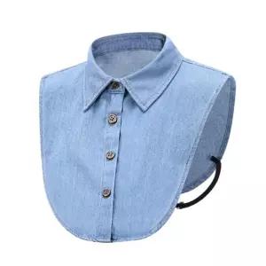 여성 베이직 데님 페이크 카라 청 이너셔츠 넥케이프 gpV8+4xiW