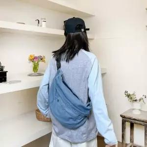 URB_워싱힙색 워싱힙색 데님바디크로스 캐주얼데님슬링백 청슬링백 남녀공용데님슬링백