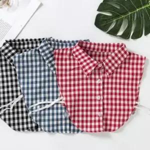 넥페이크 체크 레이어드 셔츠카라 넥케이프 페이크 클래식체크셔츠 체크레이어드카라