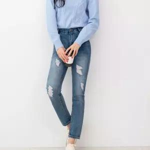 [퍼니메이커]여자 하이웨스트 중청 스판 워싱 스키니 데님 청바지 여성청바지 여자스키니팬츠 여자편한청바