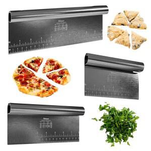 [미국배송] 베이커팬 스테인리스 스틸 헤비 듀티 도우 커터 3 사이즈 세트 - 금속 벤치 스크래퍼 주방 도구 초퍼 피자 및 페이스트리 커터 10 8 6인치