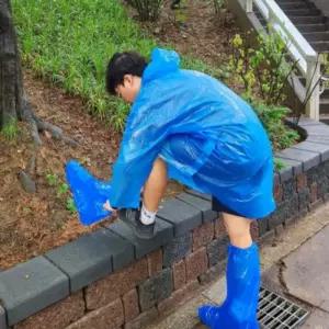 작업 세트 우비 우의 방수 장화 일회용 비옷 비닐