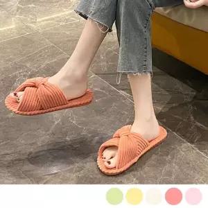 파스텔 칼라 벨벳 리본 슬리퍼 URD-361 여자슬리퍼 털슬리퍼 실내슬리퍼 뮬슬리퍼