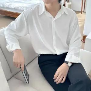 남성 카라 간절기 무지 구김적은 긴팔 남방 캐주얼 롱셔츠