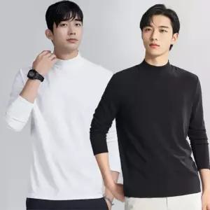 무지 가을 얇은 남자 겨울 레이어드티 반목티 반폴라 기본 면티셔츠