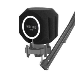 [미국배송] MICFUNS NF1 마이크 팝 필터 실드 액세서리 윈드스크린 필터 음향 녹음 및 소음 반사 감소 방음 커버 45MM-60MM 마이크(블랙)