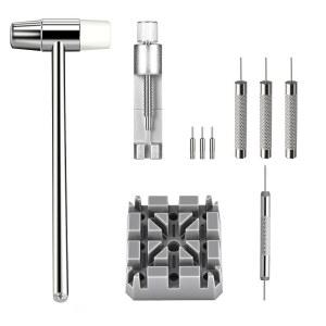 Xaumsa 시계 링크 제거 키트, 올 메탈 스트랩 제거, 핀 펀치가 있는 사이즈 여분의 핀, 밴드 조정용 망치