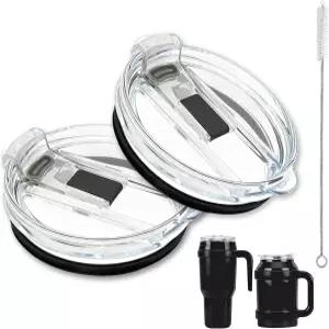 40온스 텀블러 뚜껑 교체 2팩 누수 방지 플립 빨대 및 청소 브러시 BPA 프리 방수 컵 줄이기