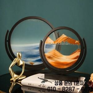 회전식 3D Sandscape 움직이는 모래 아트 그림 라운드 유리 심해 시계 Quicksand 흐르는 홈 장식 선물