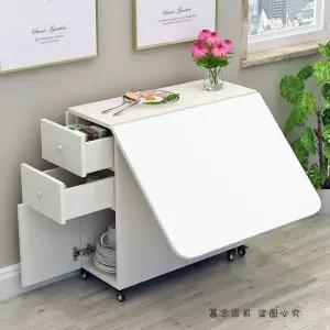 사이드 바퀴달린 직사각형 식탁 아일랜드 접이식