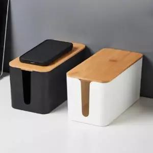 우드 인테리어 멀티탭정리함 먼지방지 보관함 소형