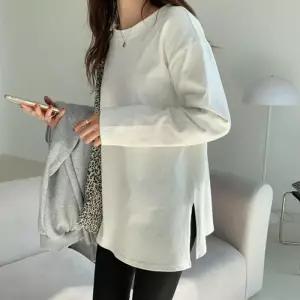 무지옆트임긴팔티 옆트임 흰색기 라운드넥무지옆트임티 기본 라운드넥 이너 무지 긴팔