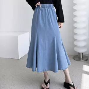 여성 연청 롱치마 봄 가을 머메이드핏 대학생 20대 gNG7+4jrB
