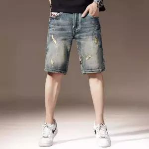 청 바지 남친 캐주얼 빈티지 반바지 자수 워싱 청반바지 헤비 에스닉 일자 프리미엄 5부 원픽1