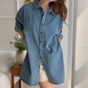 숏 데님원피스 미디 여자셔츠 오버핏 루즈핏 청남방 UDu8+7tao
