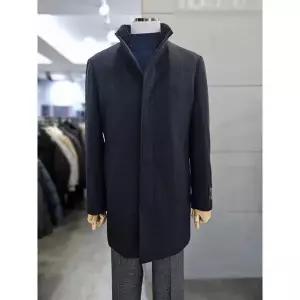 [바쏘옴므] 세이브존03 남자 네이비 울 혼방 밍크래빗FUR 하프 코트 WSATZ4CJ15A_P412396697