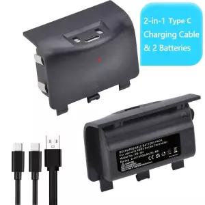 1400mAh 충전식 Xbox 컨트롤러 배터리 팩 + X용 C형 케이블  S 원격 게임패드