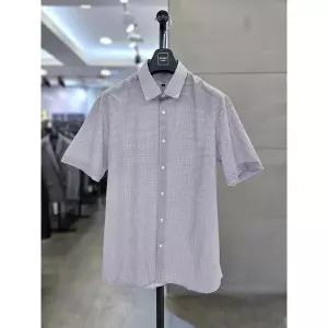 [바쏘옴므] 세이브존03 남자 여름 셔츠 그레이 스판 반팔 체크 남방 BSAGZ2TT52A_P400046786